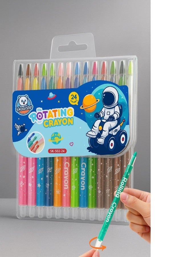 Skoolster Rolling Crayon Twistable Color Set | Non-Toxic Wax Crayons for Drawing & Coloring | Easy Grip| Toddlers & Children Bright &, Smooth Japanese Technology (Space-24, Purple) - Image 1